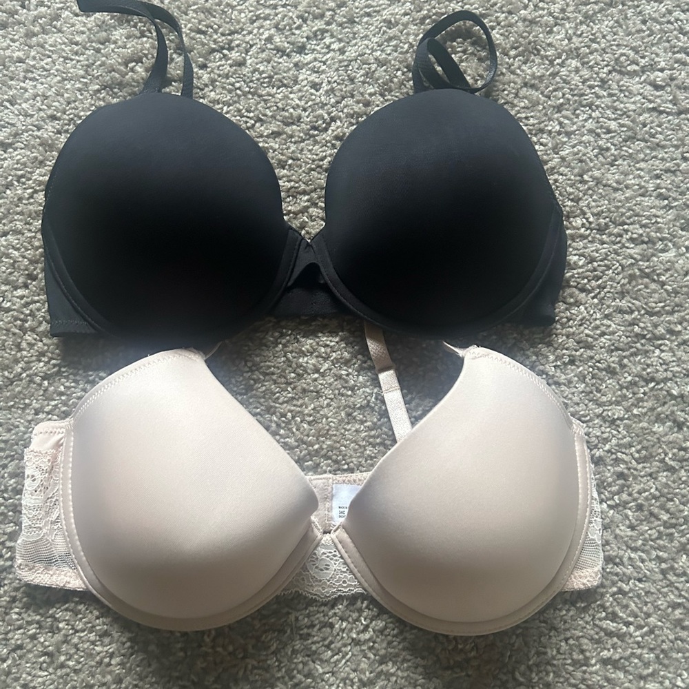 Maidenform Two-Pack Smooth T-Shirt Bras in Black and Nude